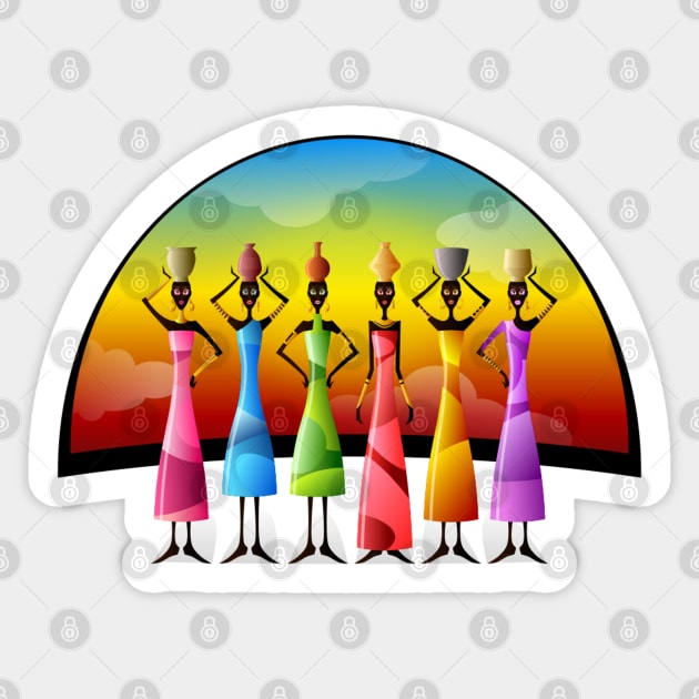 African Women in Colorful Dress Sticker by HolidayBug